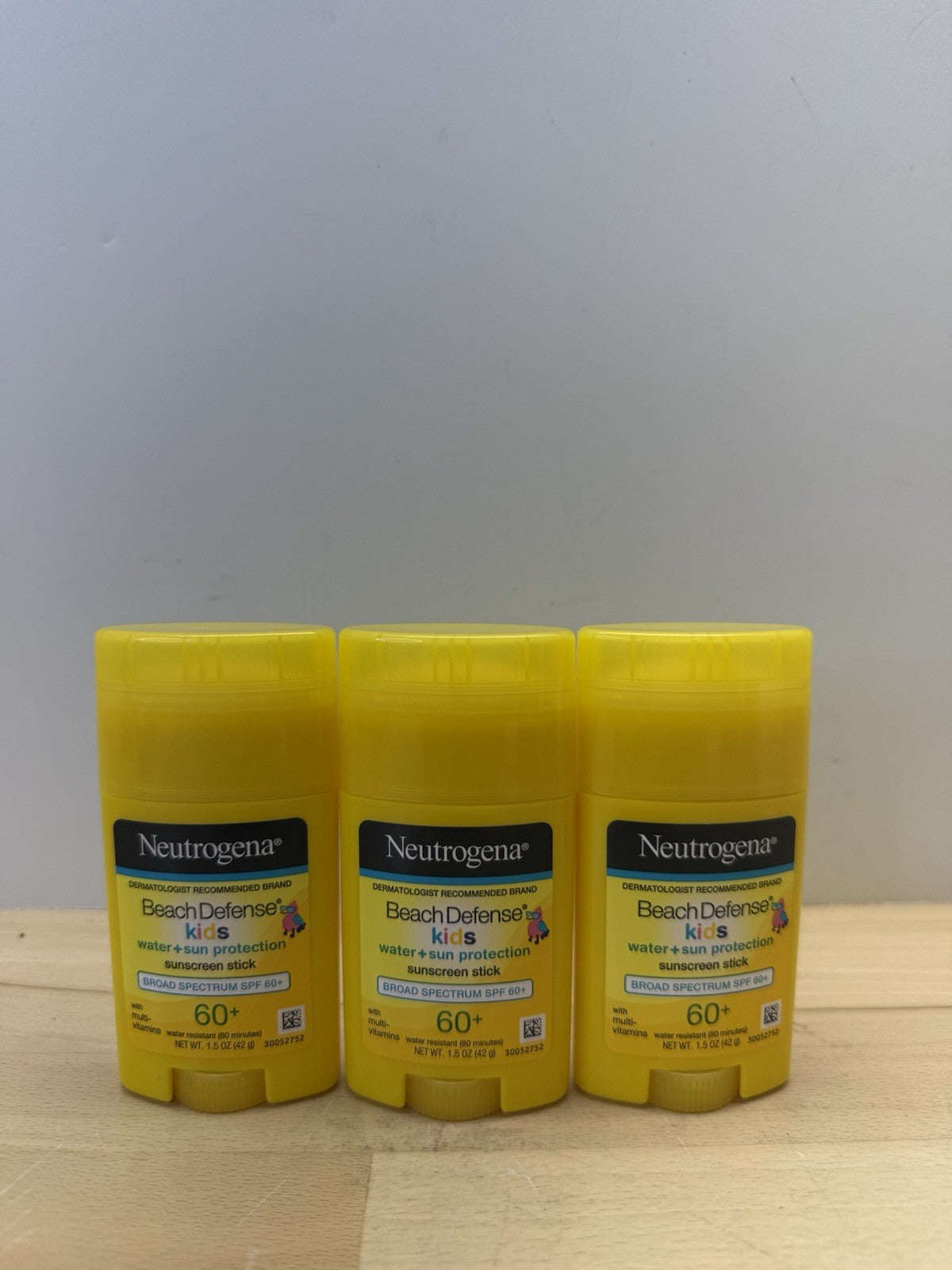 Kids SPF 60+ Sunscreen Stick - Water-Resistant Sunblock for Children, 1.5 oz, Pack of 3