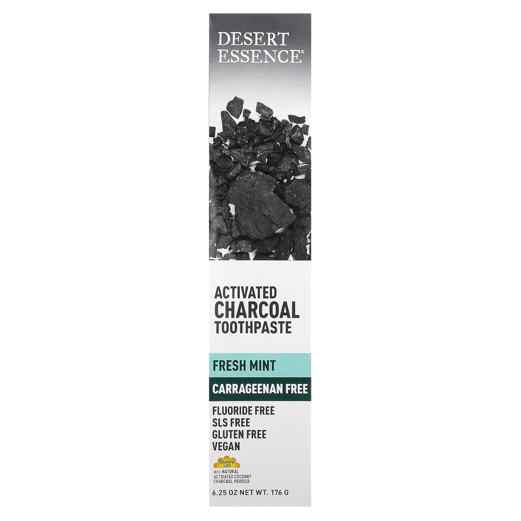 Activated Charcoal Toothpaste with Fresh Mint - Natural Whitening & Detox, 6 Pack