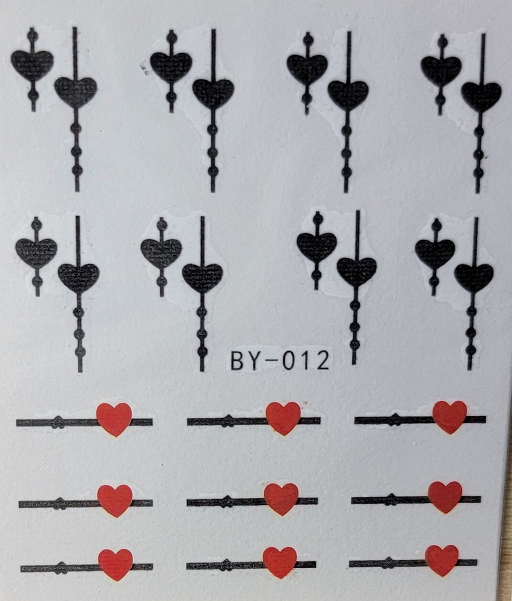 Nail Art Decal Stickers Hearts Water Transfer Nail Designs - 1 Sheet