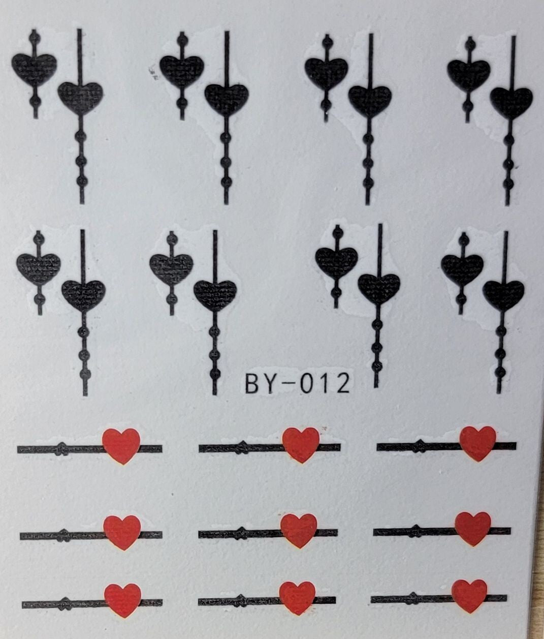 Nail Art Decal Stickers Hearts Water Transfer Nail Designs - 1 Sheet