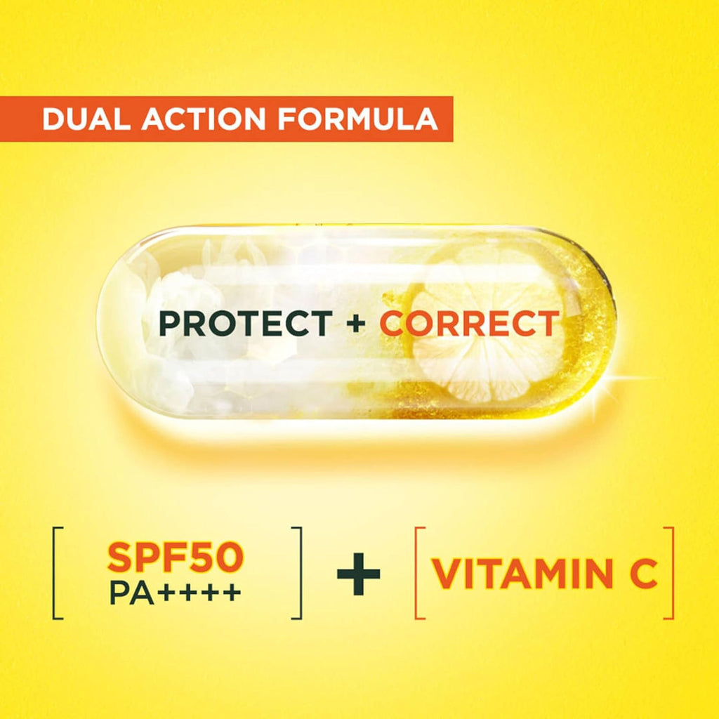 SPF 50+ Broad Spectrum Sunscreen Serum with Vitamin C - Lightweight, Invisible UV Protection 30ml