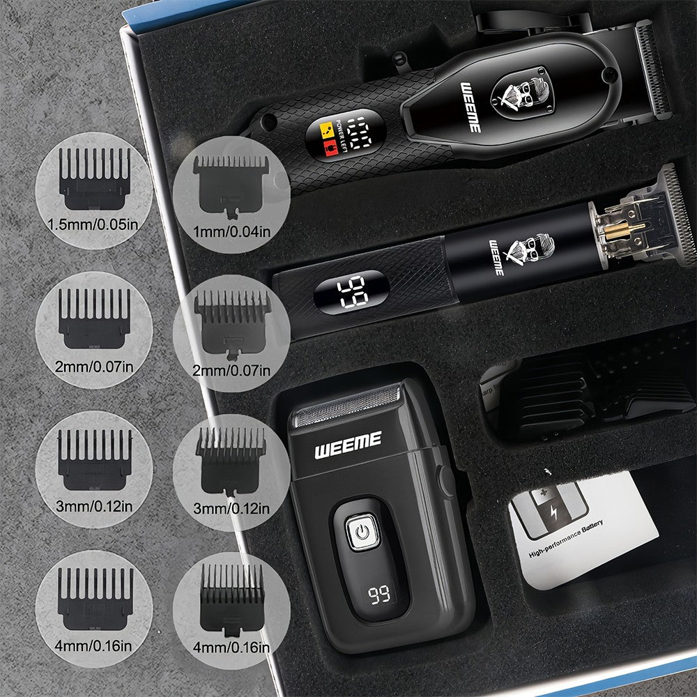 Cordless Hair Clipper and Trimmer Set for Men with Adjustable Blade LED Display