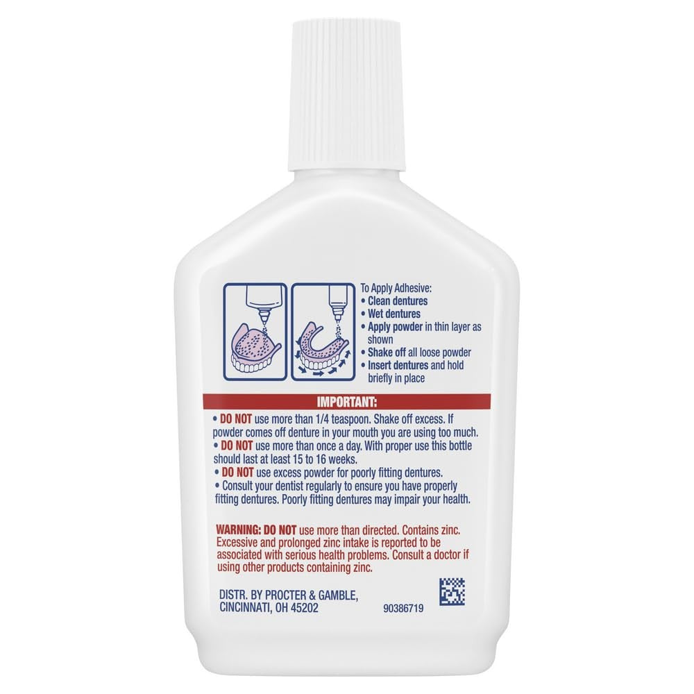 Denture Adhesive Powder Extra Hold 2.7oz - Strong All-Day Grip