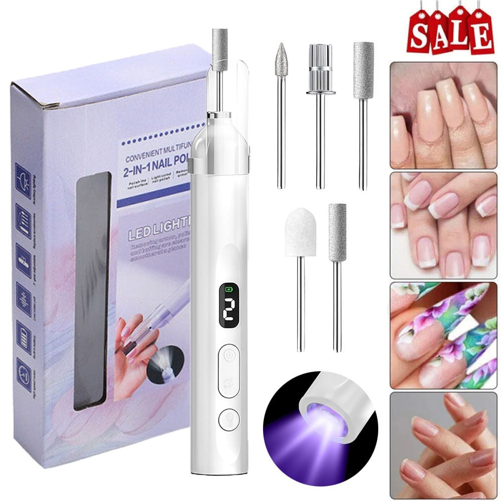Electric Nail Grinder Set for Thick Toenails with UV Lamp & Multiple Heads