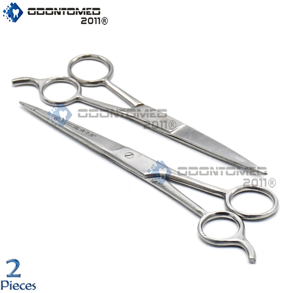 Hair Cutting Scissors Set of 2 - Ice Tempered Professional Barber Shears 6.5" & 7.5"