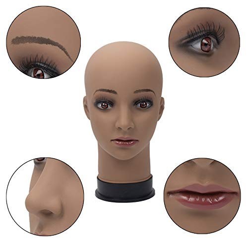 22 Inch Brown PVC Mannequin Head for Wig, Hat, Sunglasses Display