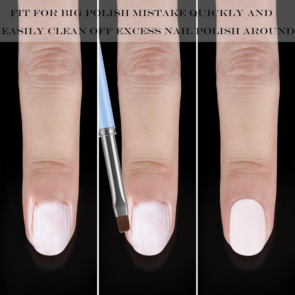 3Pcs Nail Art Clean Up Brushes Set for Precise Nail Polish Removal