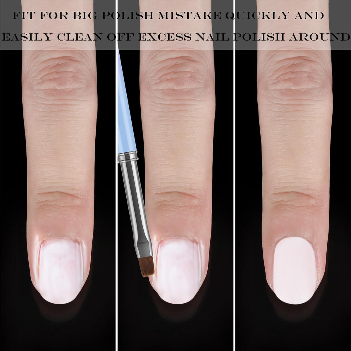 3Pcs Nail Art Clean Up Brushes Set for Precise Nail Polish Removal