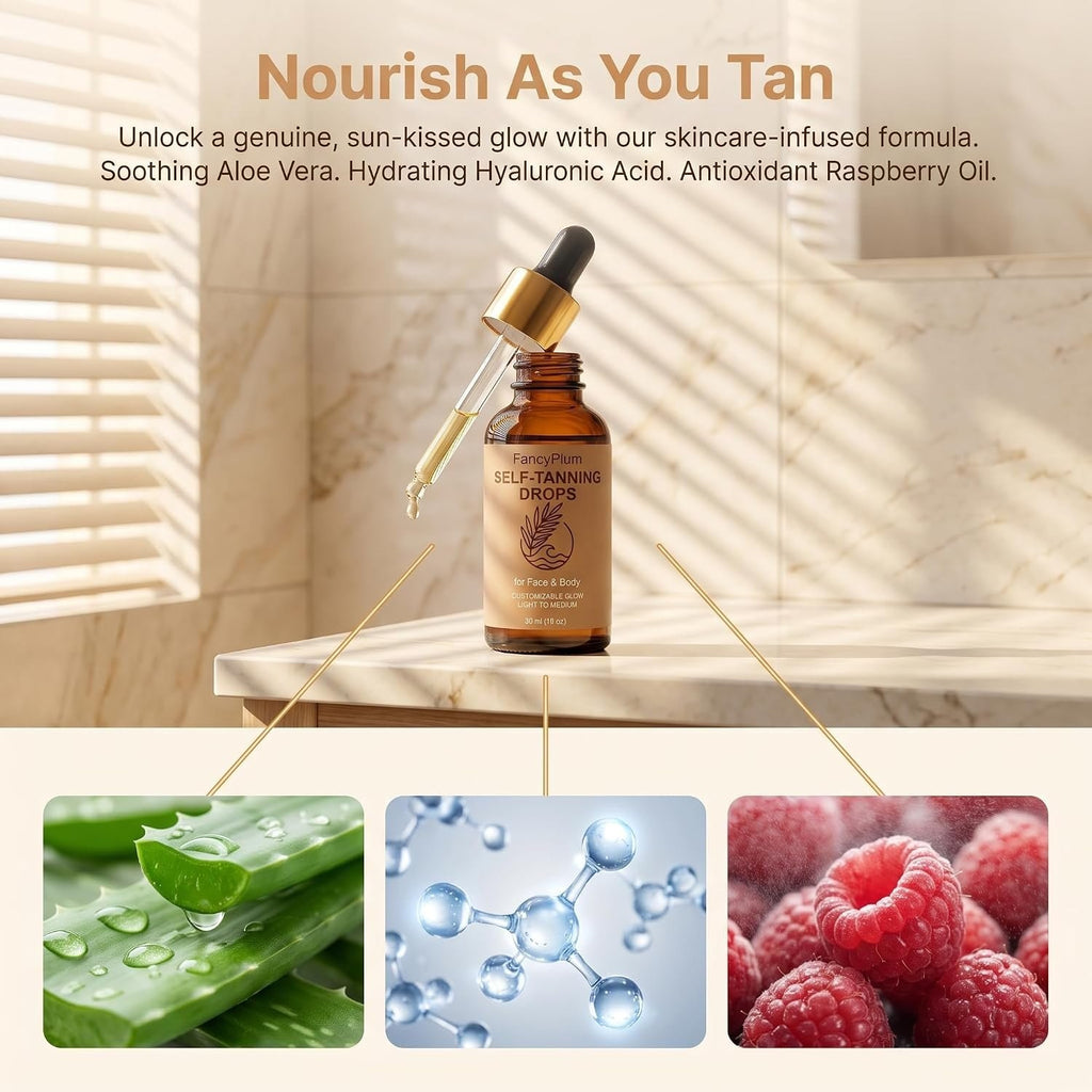 Self Tanning Drops for Face & Body - Medium Glow, Natural-Looking Tan