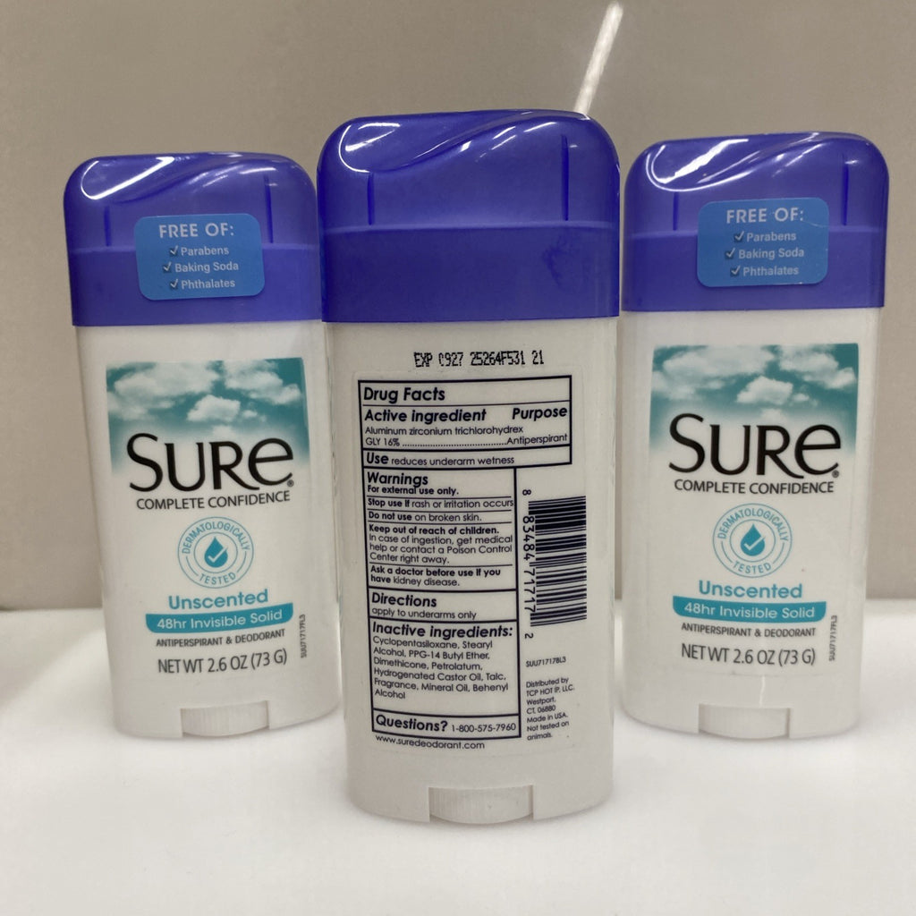 3 Pack Unscented Invisible Solid Deodorant - 2.6oz Clear