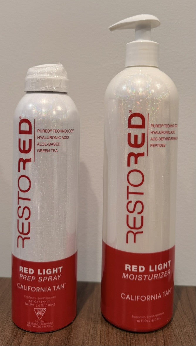 Red Light Tanning Prep Spray & Moisturizer Bundle for Indoor Tanning