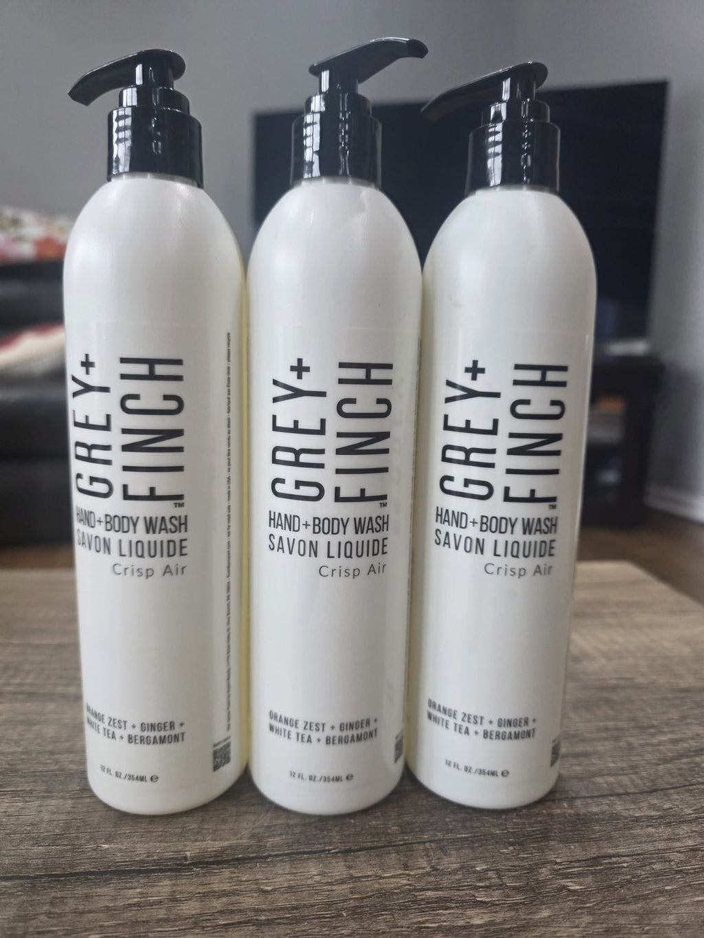 Grey Finch Hand & Body Wash Crisp Air - 3 Pack 12 oz Bottles, Moisturizing Soap
