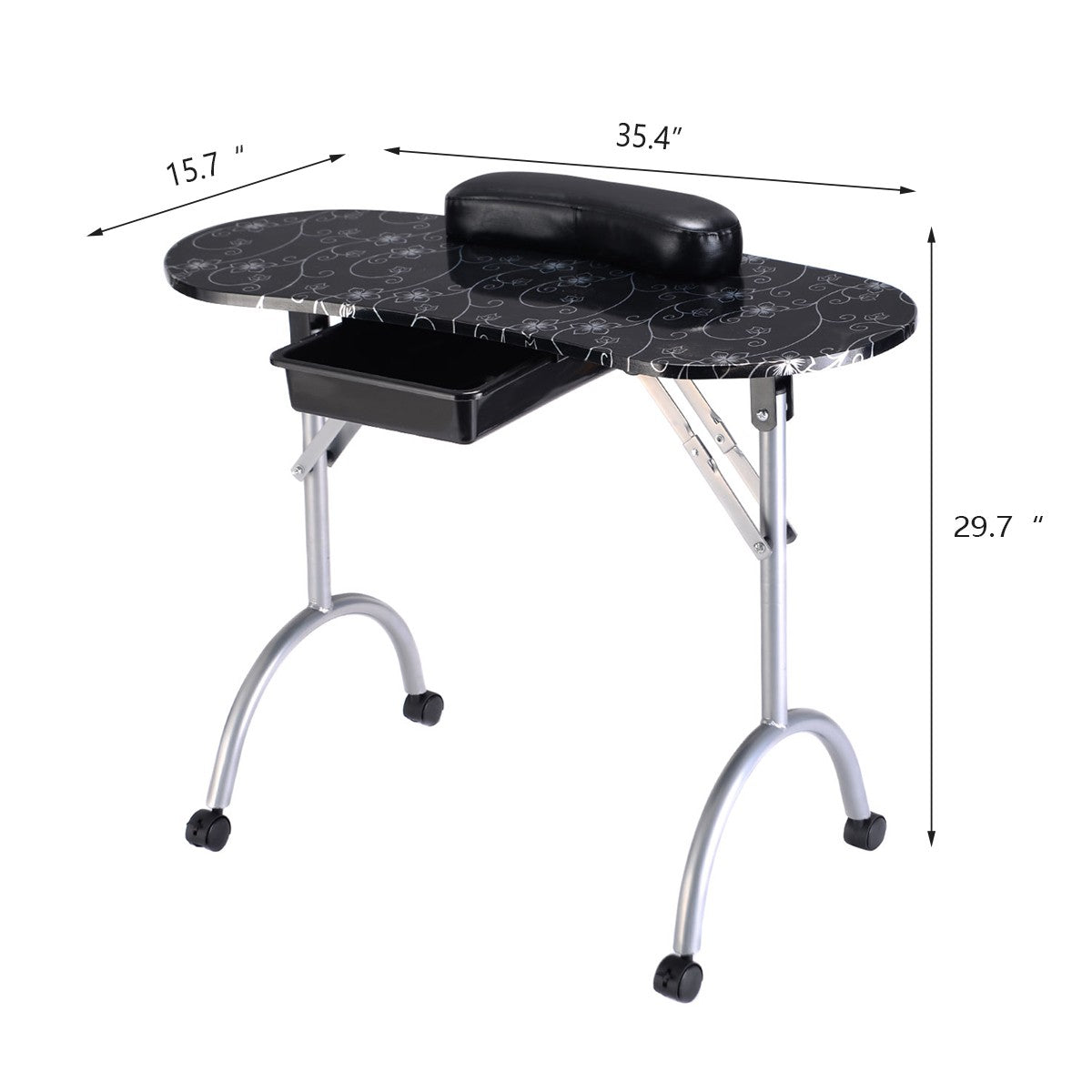 Portable Manicure Nail Table with Storage and Folding Design