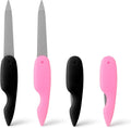 4-Pack Stainless Steel Foldable Nail Files - Double-Sided Manicure Tools
