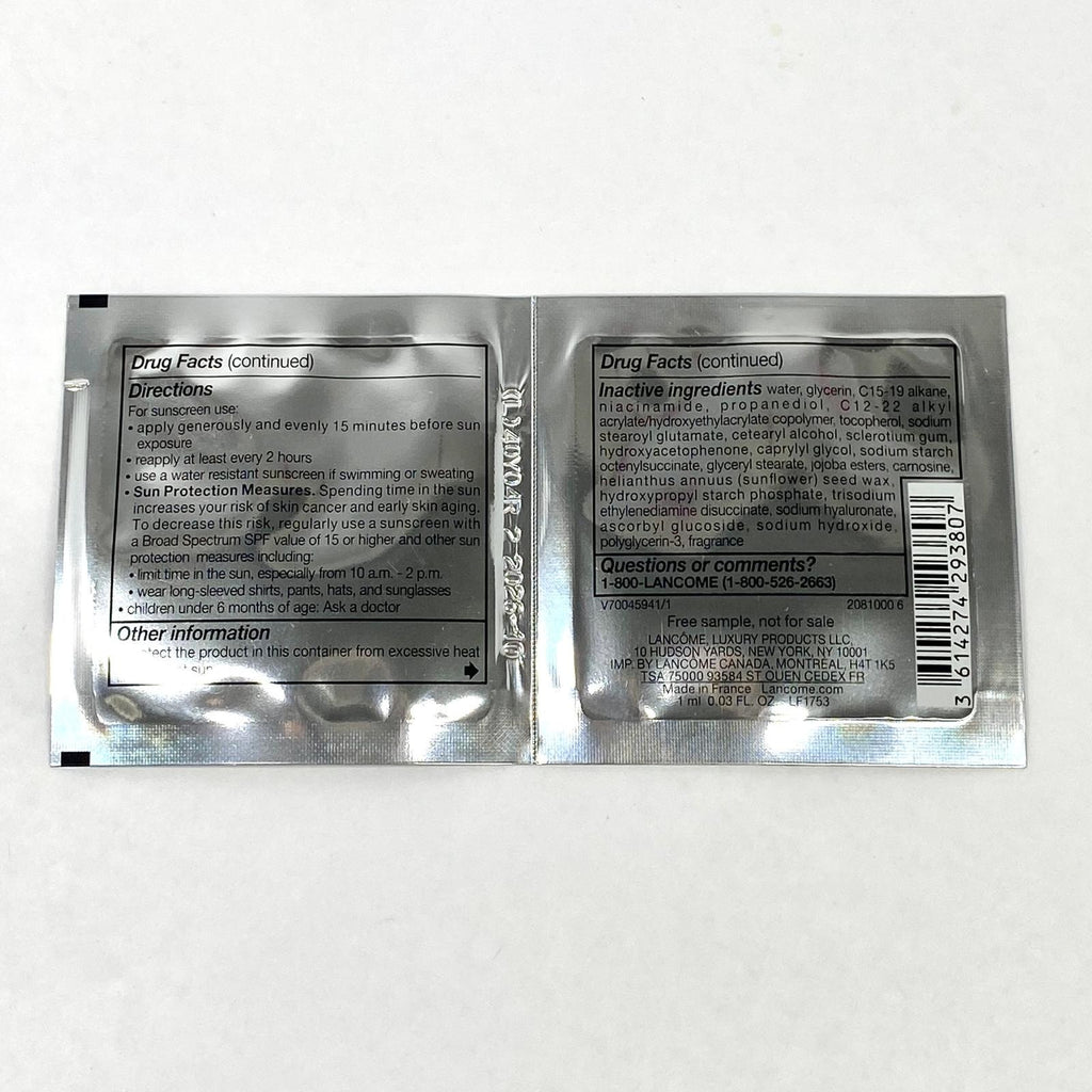 Lancôme SPF 50 Sunscreen Serum Sample Lot - Invisible, Lightweight UV Protection