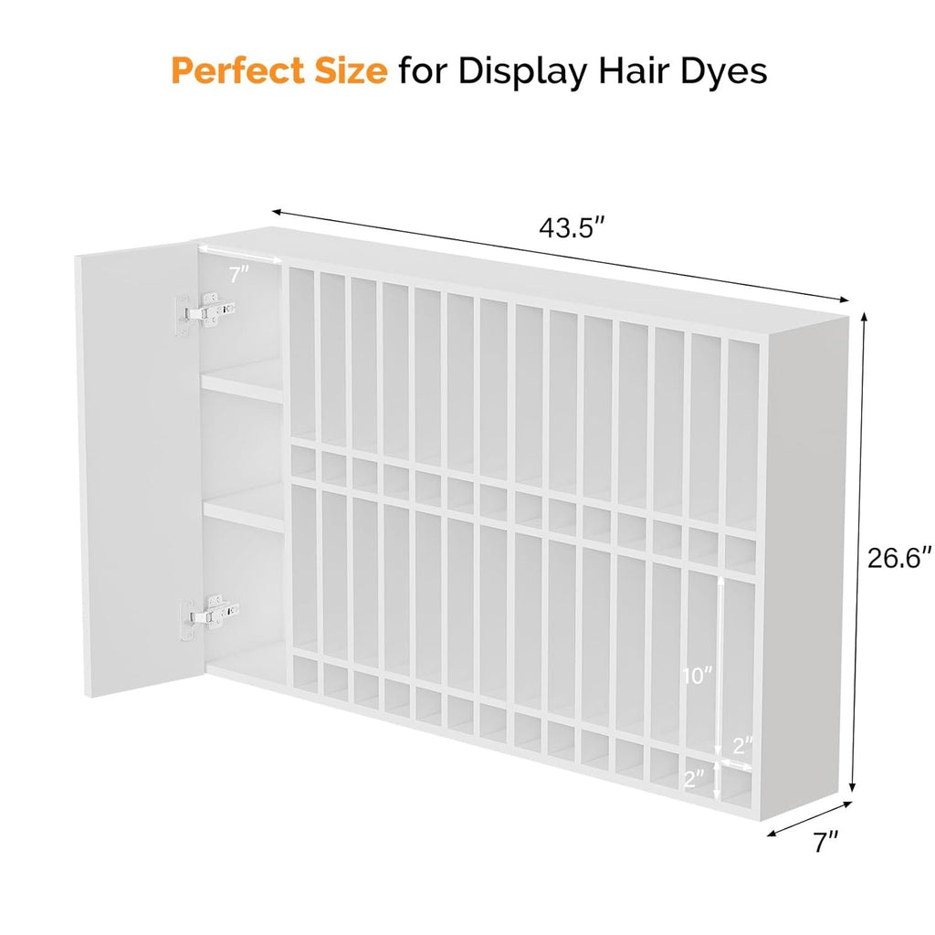 Wall-Mounted Hair Color Organizer with Adjustable Shelves for Salon Storage