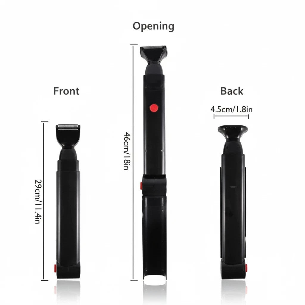 Men's Electric Back Shaver Rechargeable Foldable Body Hair Removal Razor