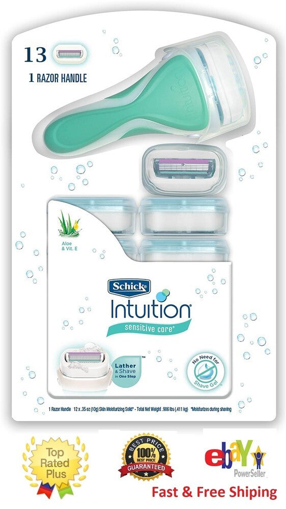 Schick Intuition Sensitive Care Razor Refill Cartridges 12-Pack with Handle