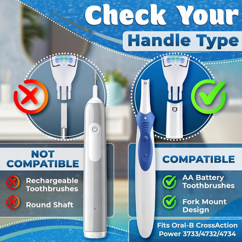 4 Pack Electric Toothbrush Replacement Heads for Oral-B CrossAction Models