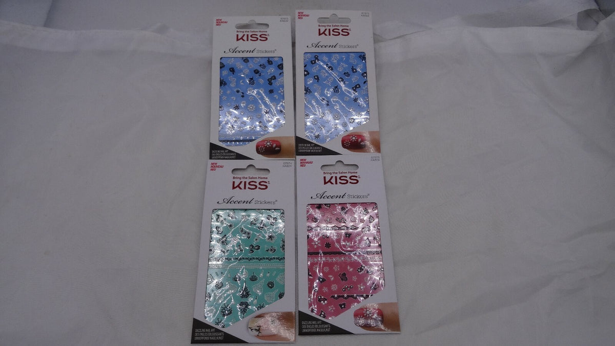 Kiss Accents Nail Jewelry Stickers Set of 4 - Nail Art Accessories