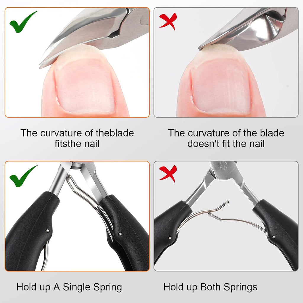 Heavy Duty Toenail Clippers Set for Thick Nails - Senior Foot Care Tool