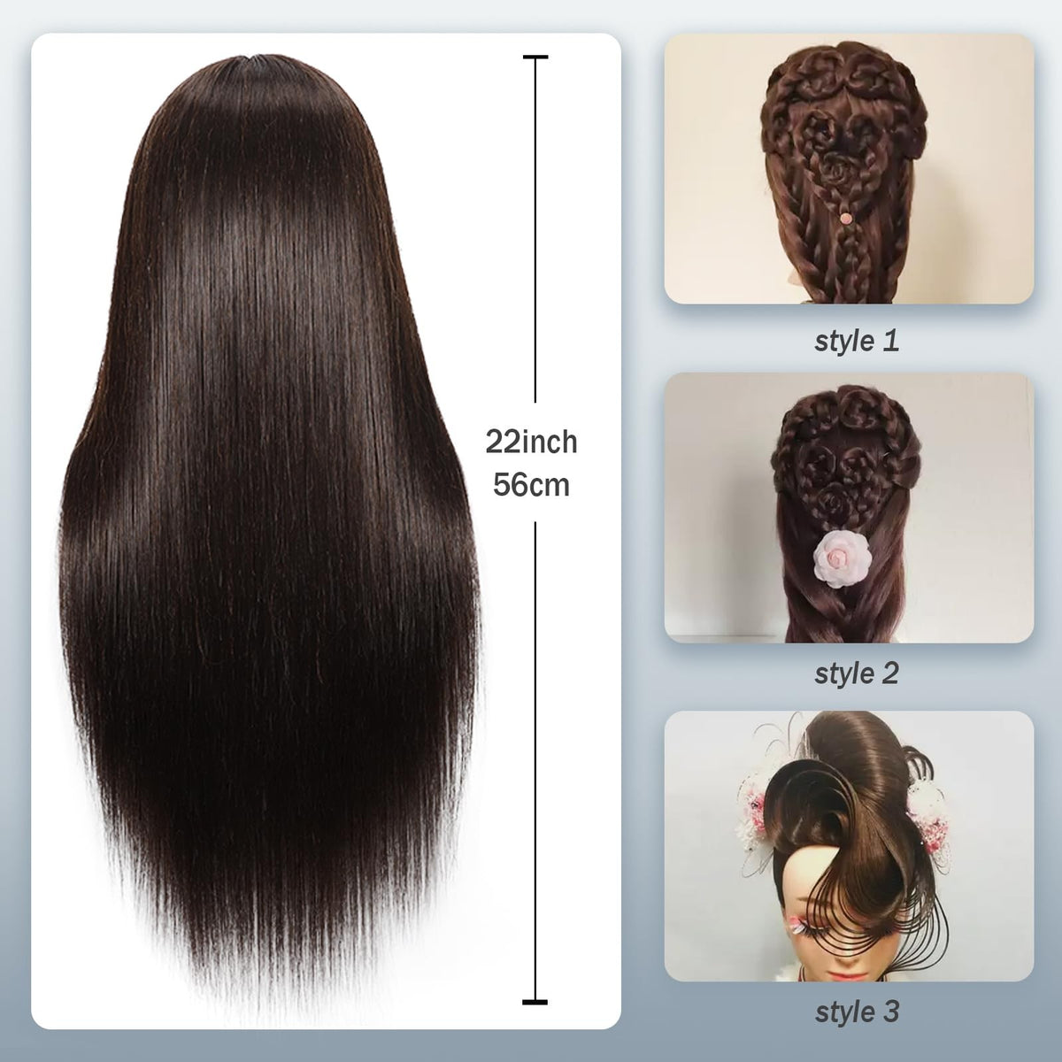 Mannequin Head with 80% Human Hair for Hair Styling Practice 26-28 Inch
