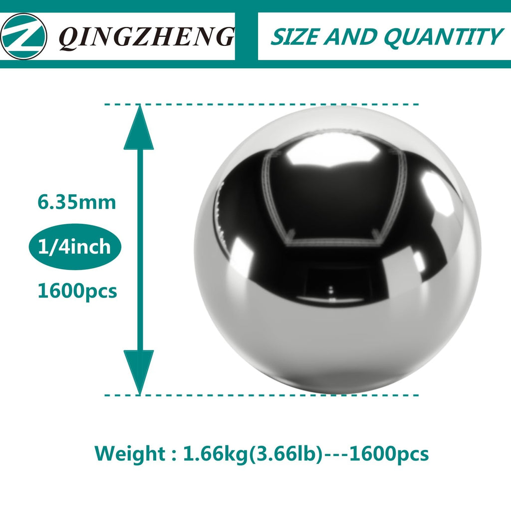 Steel Ball Bearings 1/4 Inch (6.35mm) Precision Steel Balls 1600pcs for Slingshots