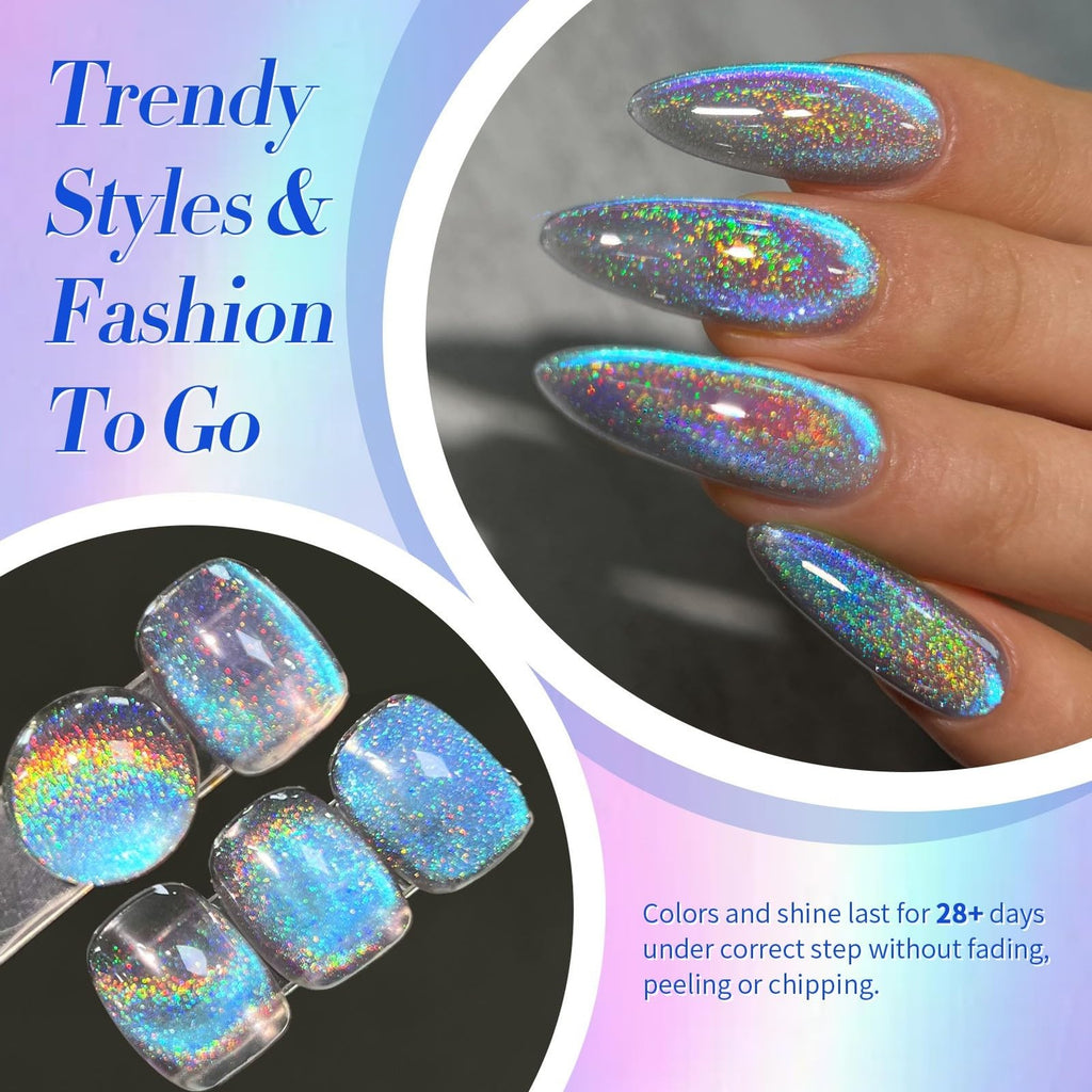 Magnetic Cat Eye Gel Nail Polish - Holographic Rainbow Effect, 15ML