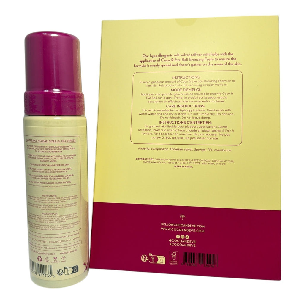 Coco & Eve Sunny Honey Bali Bronzing Foam Dark with Application Mitt 200ml