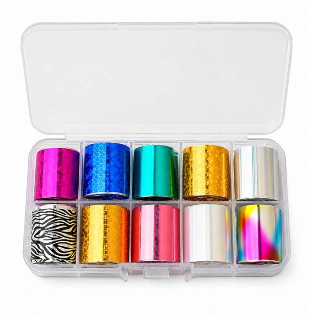 Holographic Nail Foil Transfer Stickers Star Sky Glitter Nail Art Decor Set