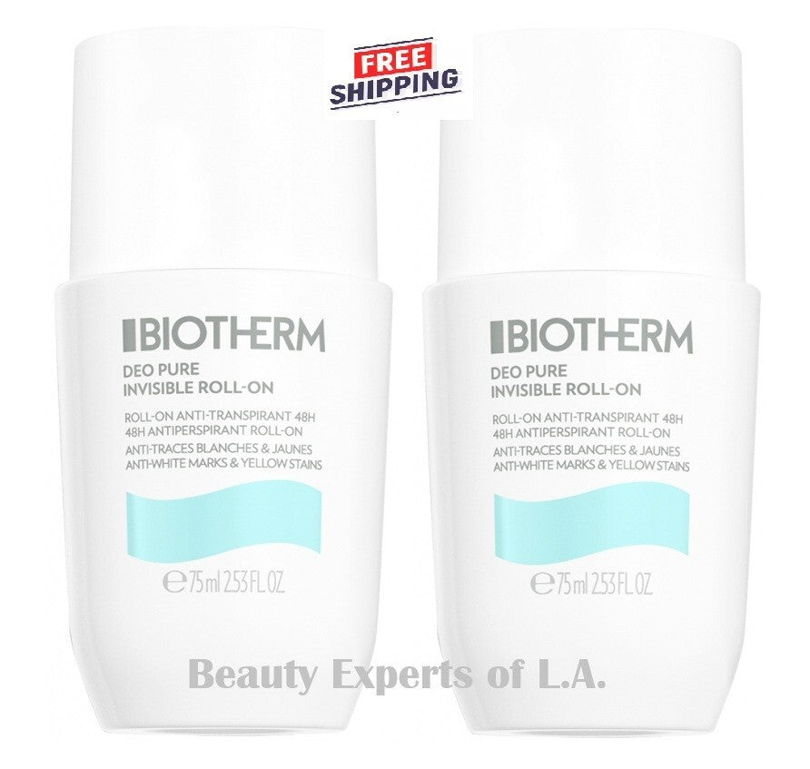 Biotherm Deo Pure Invisible 48H Antiperspirant Roll-On 75ml - 2 Pack