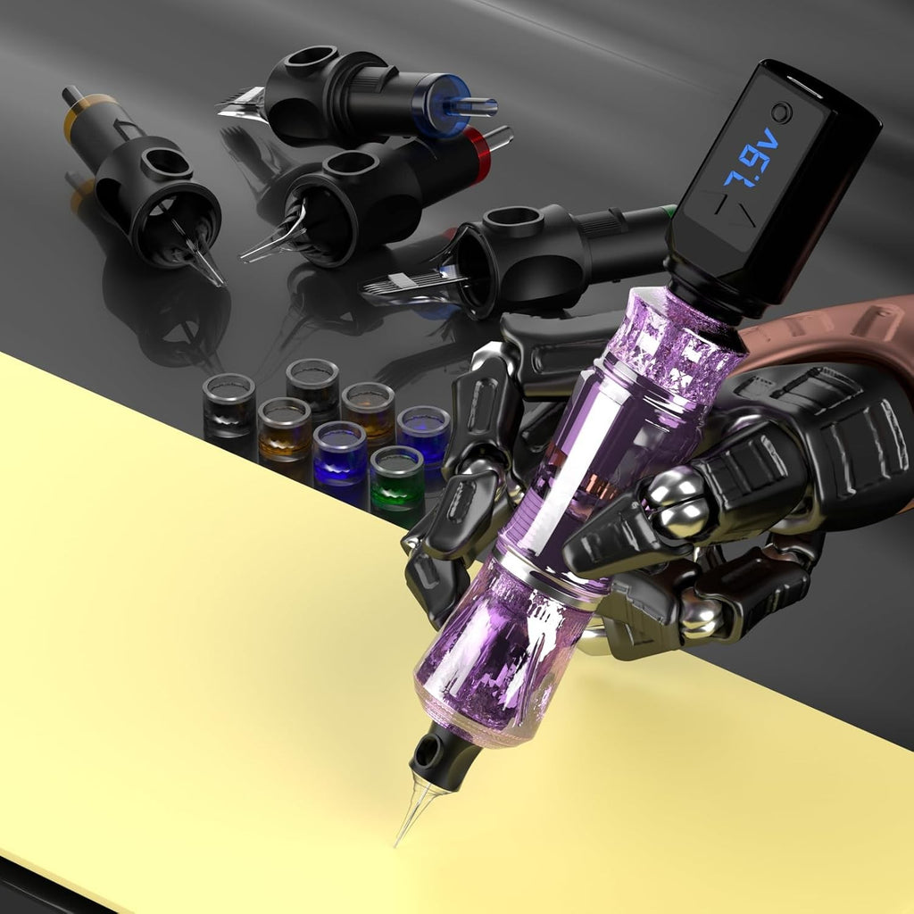 Cordless Tattoo Pen Kit with 2 Batteries & 20 Cartridges - Beginner Tattoo Machine Set