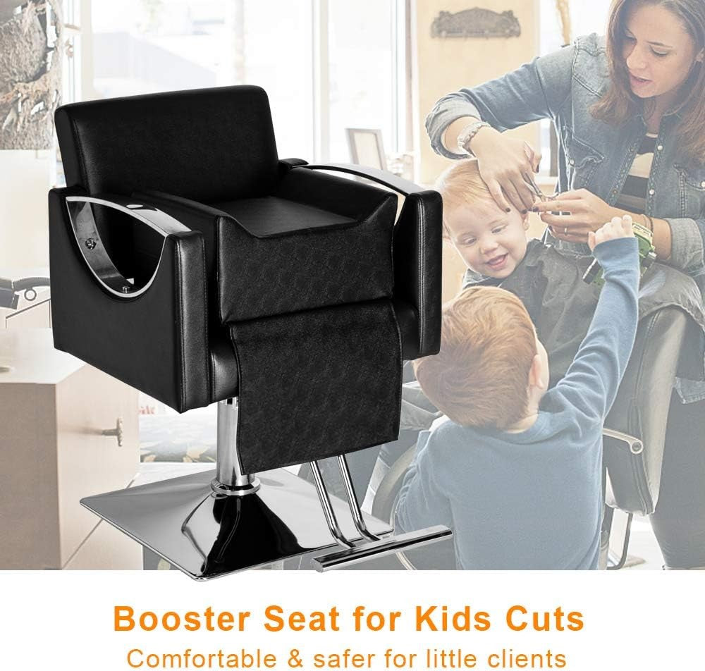 Kids Haircut Booster Seat Cushion for Barber Chairs Black, Safe & Wipeable