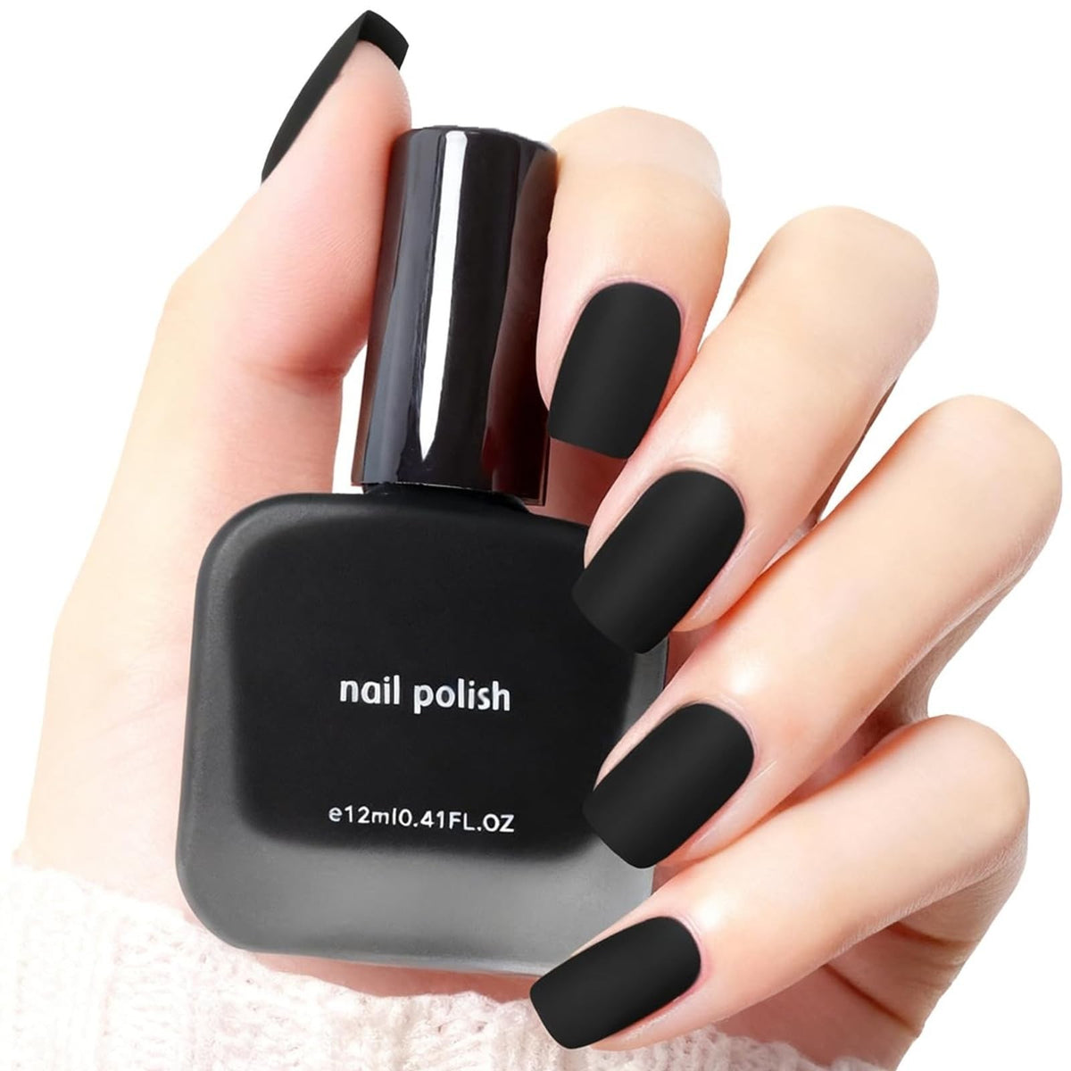 Matte Black Nail Polish Air Dry - Quick Dry, Long-Lasting, 0.41 Fl Oz