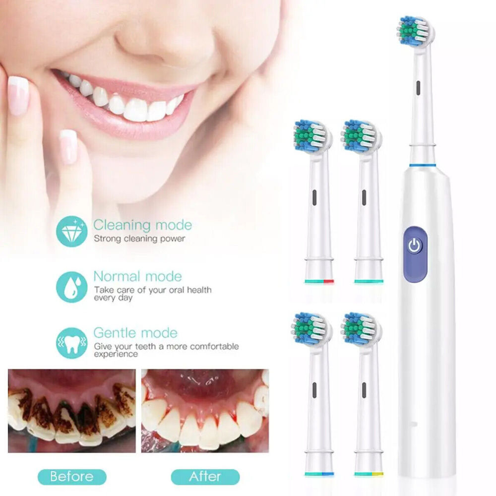 Rechargeable Electric Toothbrush with Rotating Brush Heads for Deep Cleaning Adults