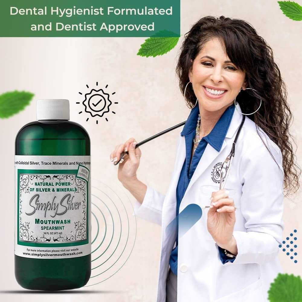 Natural Spearmint Mouthwash Alcohol & Fluoride Free with Nano Hydroxyapatite