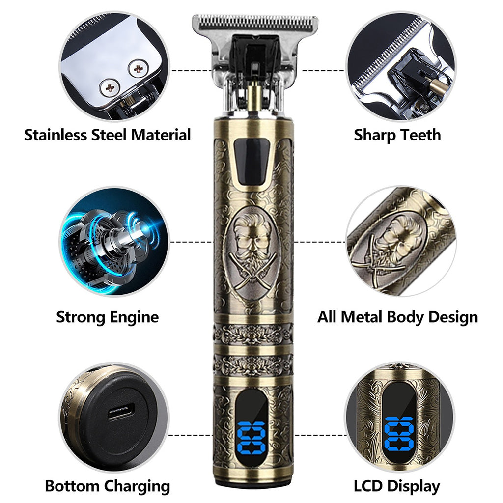Cordless Men’s Hair Clippers & Beard Trimmer Set with Titanium Blades