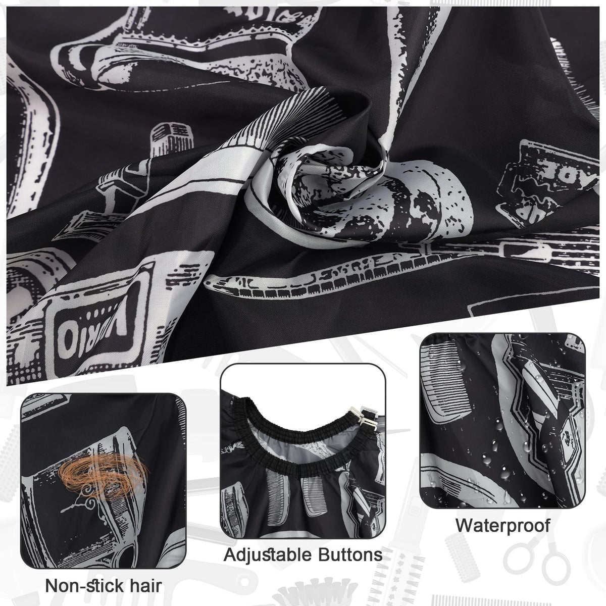 Hair Cutting Barber Cape with Neck Duster & Brush Set for Salon & Home Use