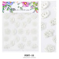 White Flower 3D Nail Art Sticker Decal - Water Transfer Embossed Design
