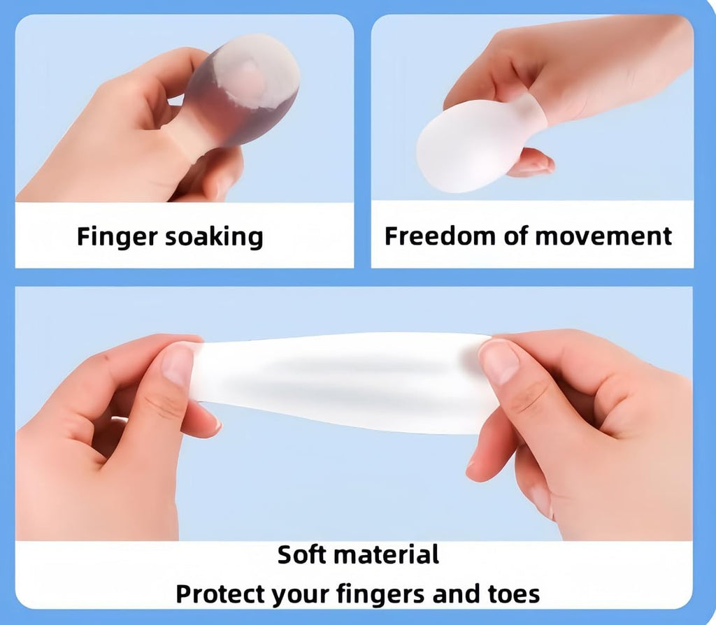 Reusable Waterproof Silicone Finger Protectors for Nail Art & Bath - 3 Pack
