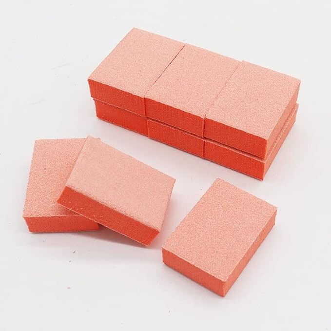 Mini Nail Buffer Blocks 130 Count - 2-Sided Orange Grit for Nail Prep