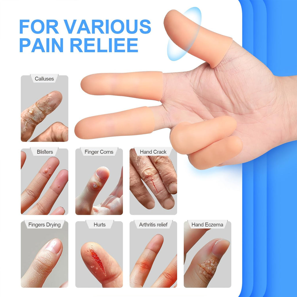 Gel Finger Protectors Set 20 Pcs Silicone Fingertip Covers for Pain Relief & Skin Care