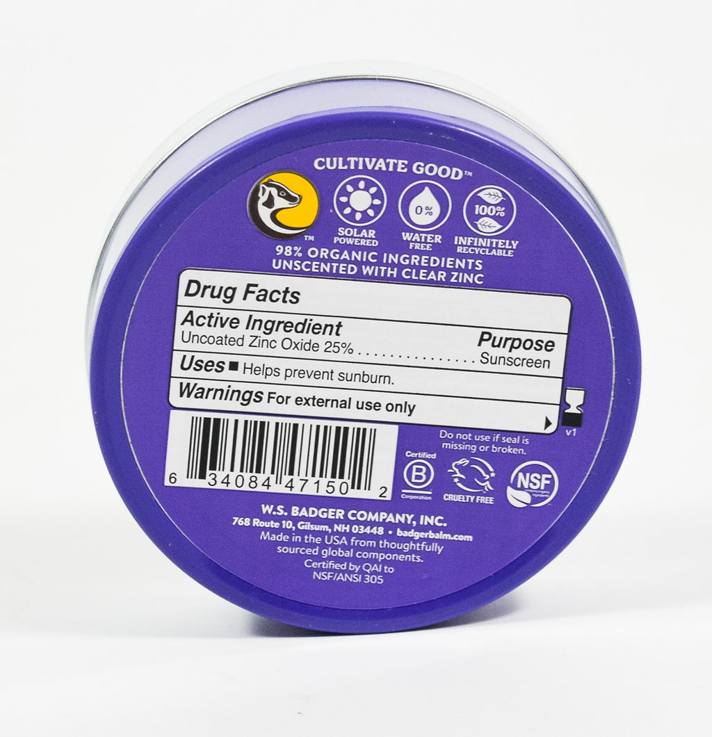 Mineral Sunscreen SPF 30 Clear Zinc Waterproof 2.4oz Tin Adventure Sport