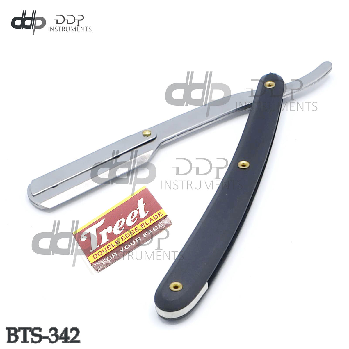 Straight Edge Razor with Black Handle for Barber & Shaving Tools