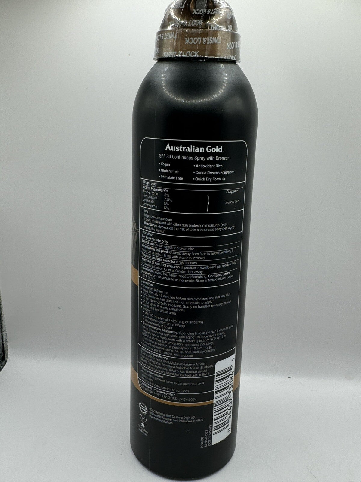 Australian Gold SPF 30 Instant Bronzer Sunscreen Spray 6oz - Continuous SPF