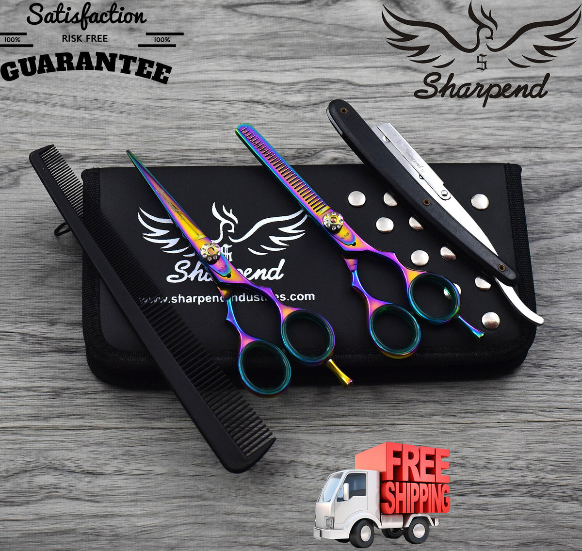 Professional Hairdressing & Thinning Barber Scissors Set 5.5 Inch with Razor Tweezer