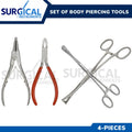 Bead Ring Captive Pliers Set – Body Piercing Tool Kit (4 Pieces)