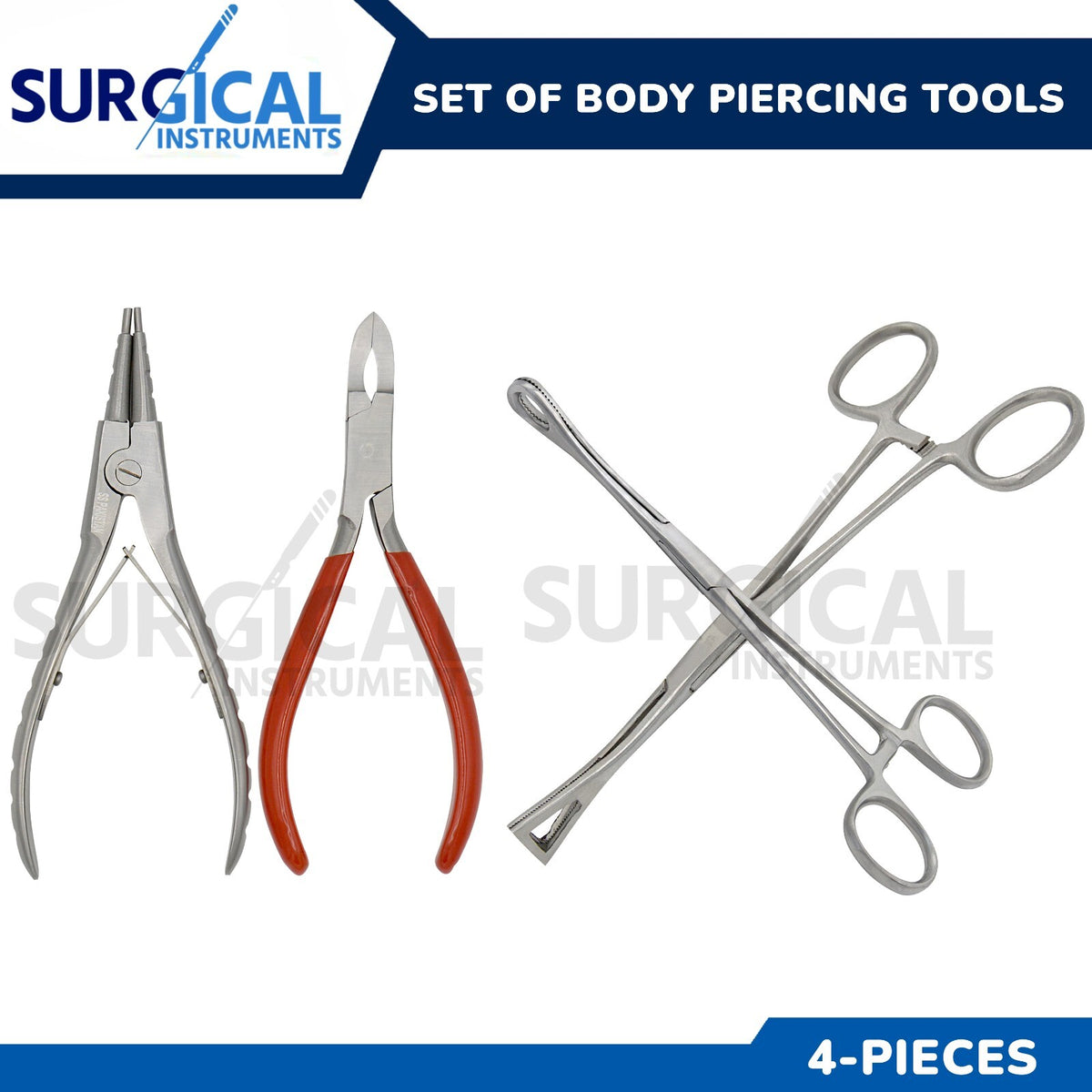 Bead Ring Captive Pliers Set – Body Piercing Tool Kit (4 Pieces)
