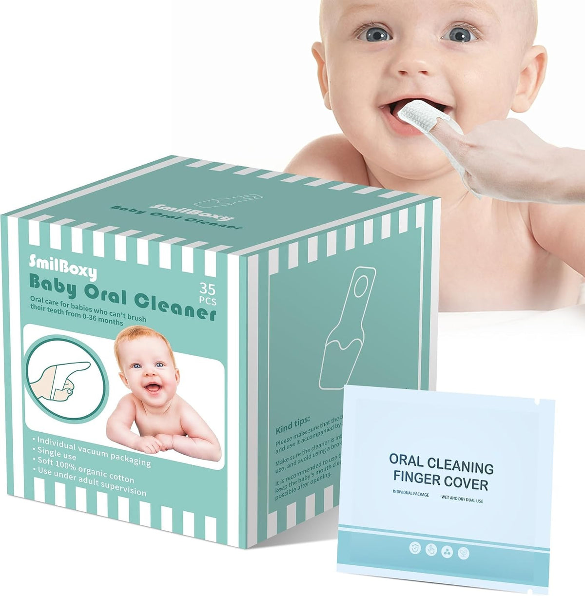 Baby Tongue Cleaner Wipes & Finger Toothbrush Set - Gentle Oral Hygiene
