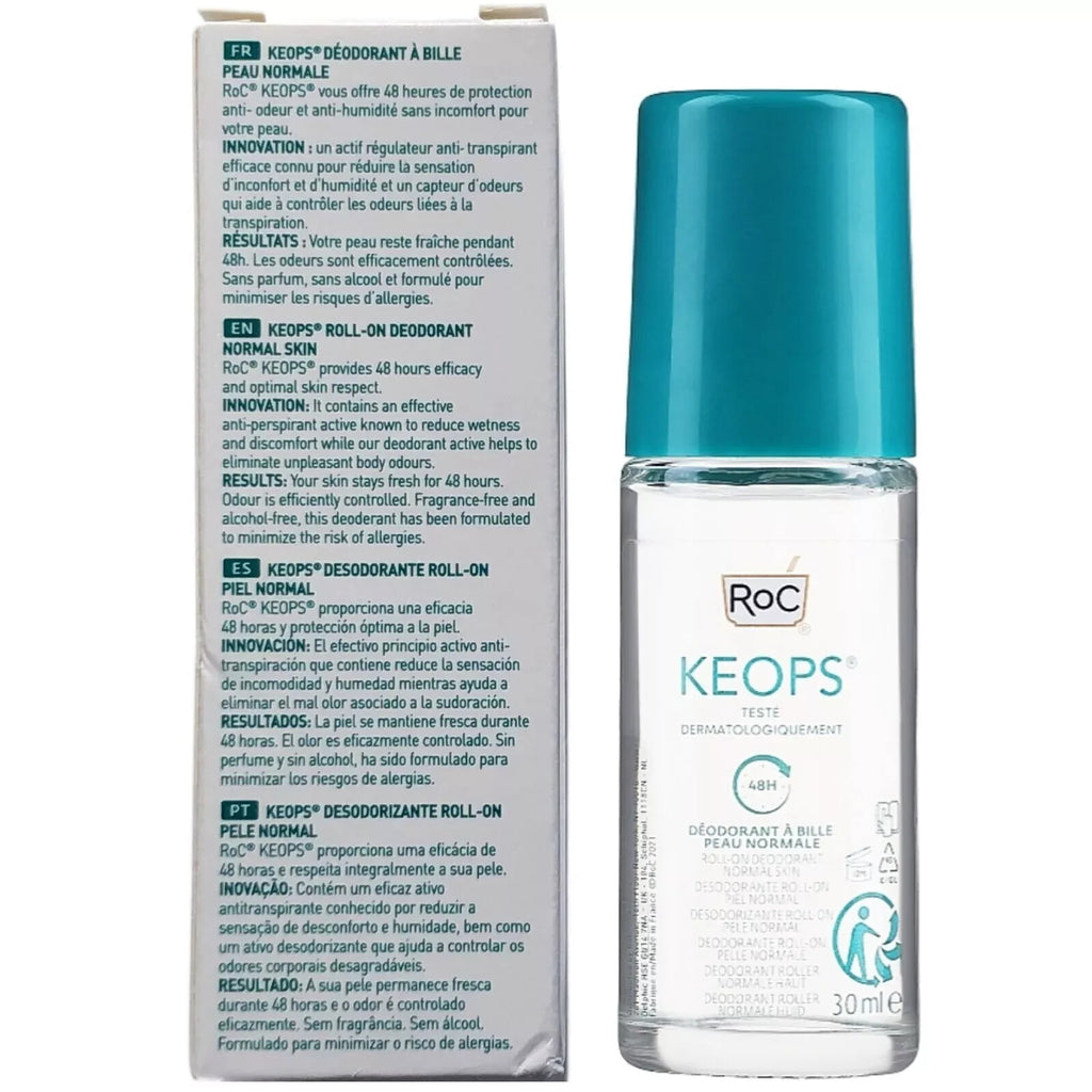 2 Pack RoC Keops Roll-On Deodorant 30ml - Alcohol & Fragrance Free